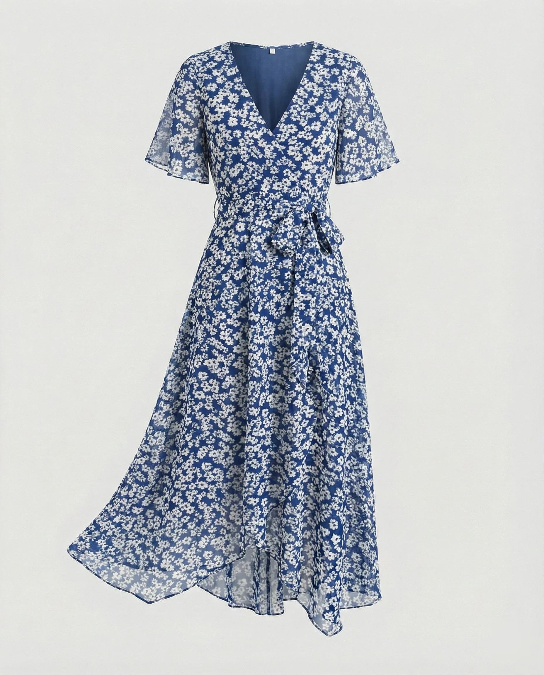 Damen Midikleid Wickelkleid Chiffon - Image 12