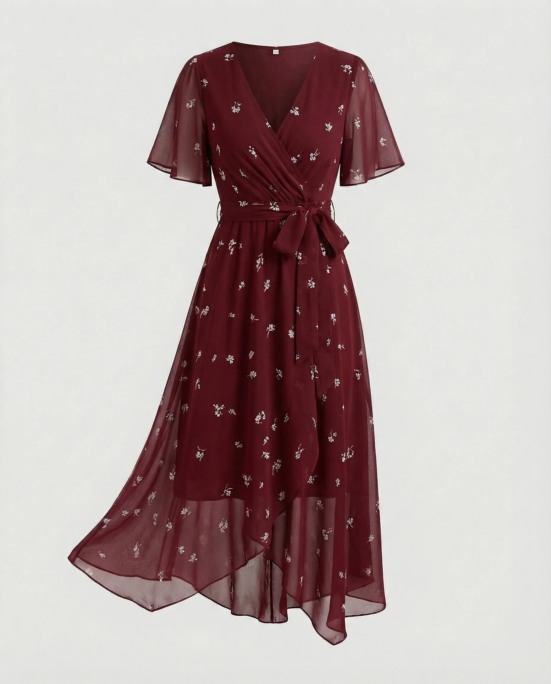 Damen Midikleid Wickelkleid Chiffon - Image 5