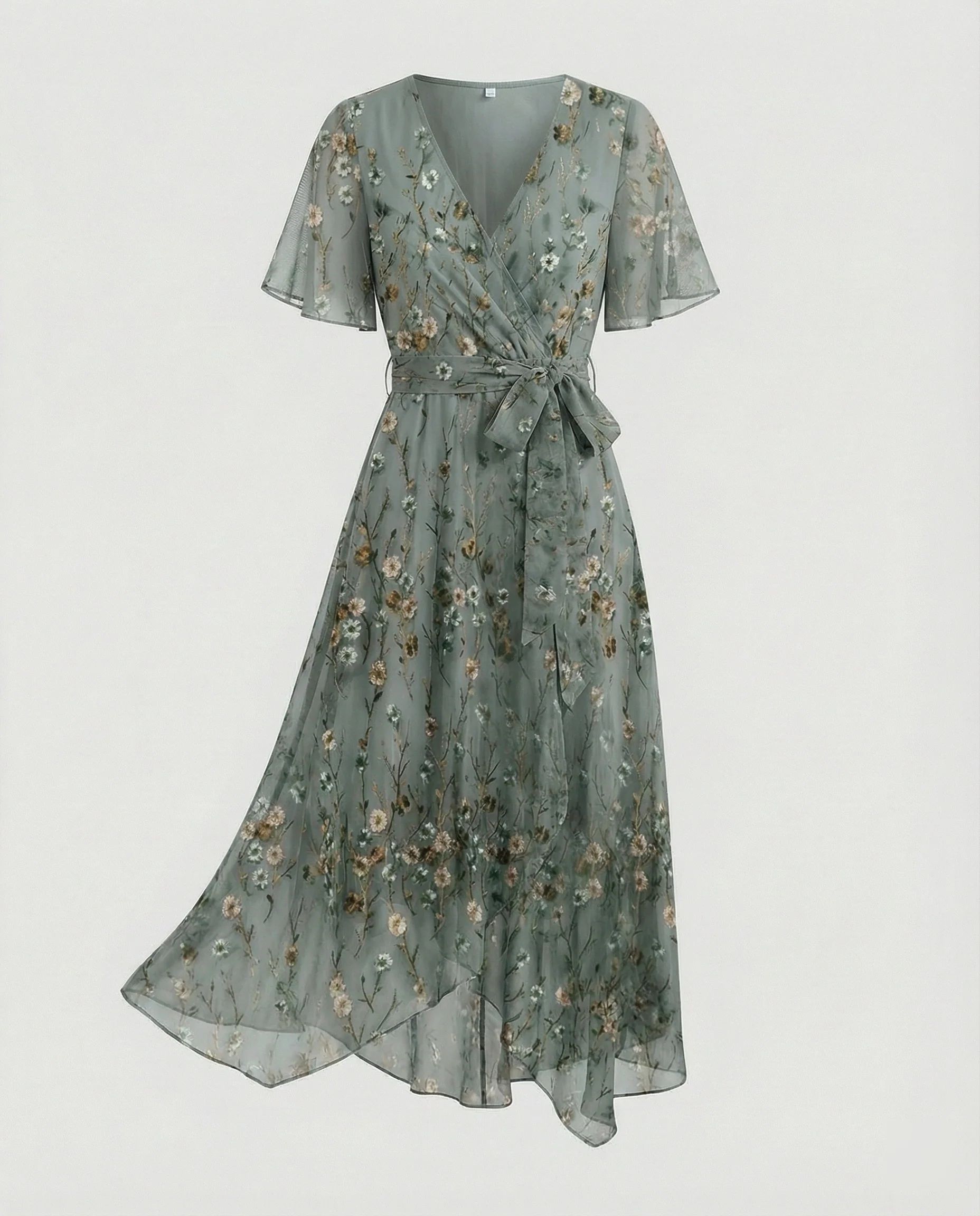 Damen Midikleid Wickelkleid Chiffon - Image 6