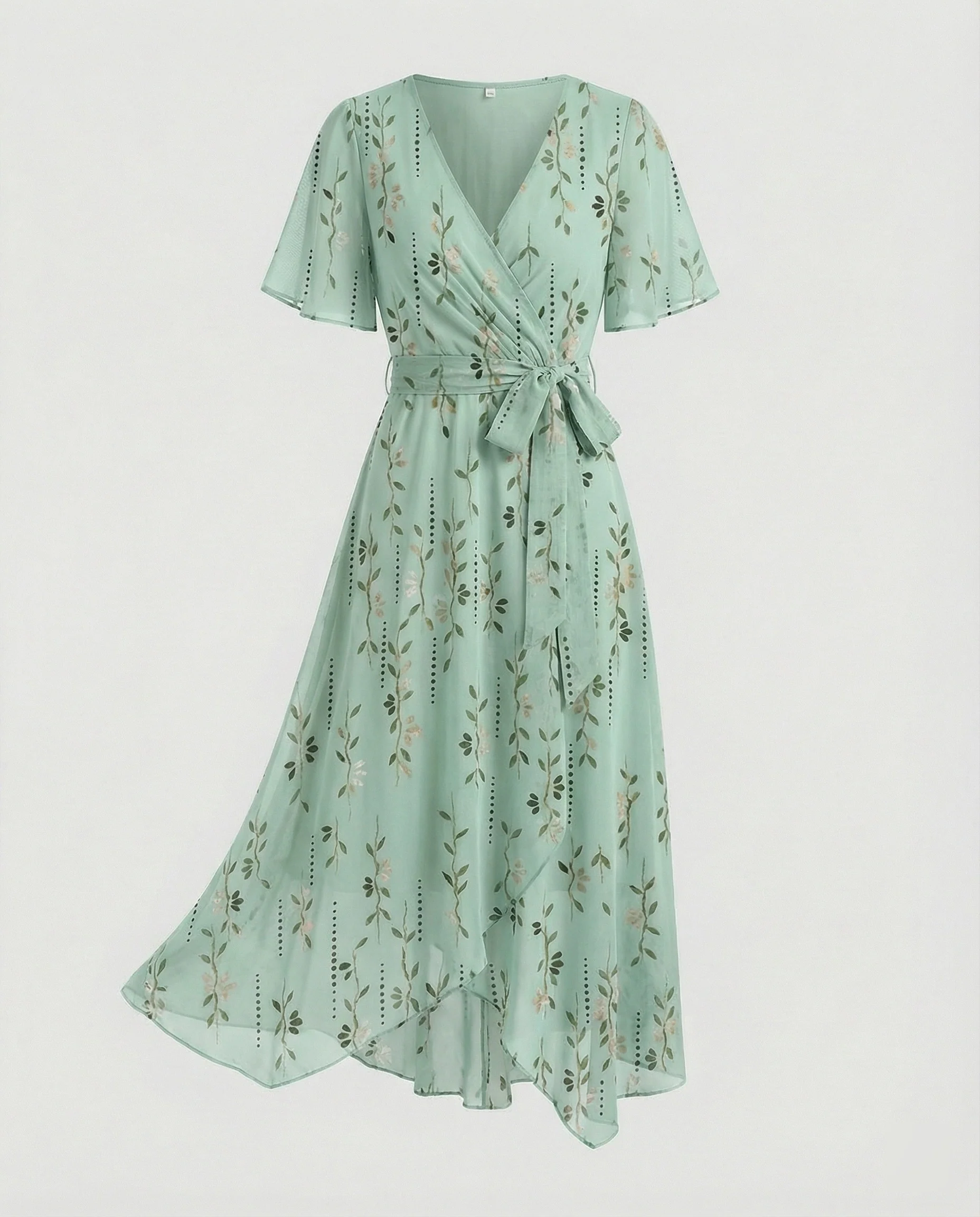 Damen Midikleid Wickelkleid Chiffon - Image 9