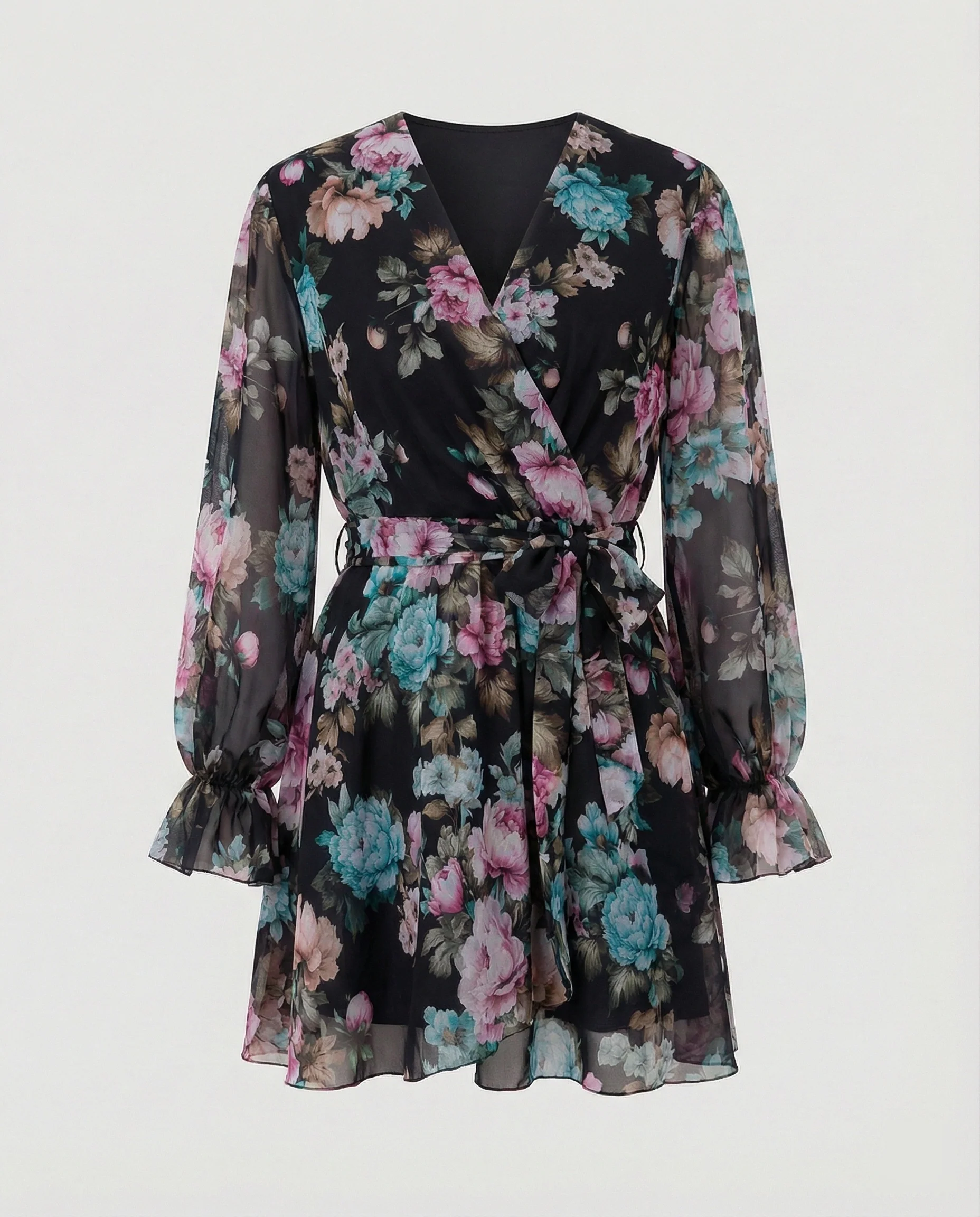 Damen Wickel Minikleid mit Tiermuster - Image 3