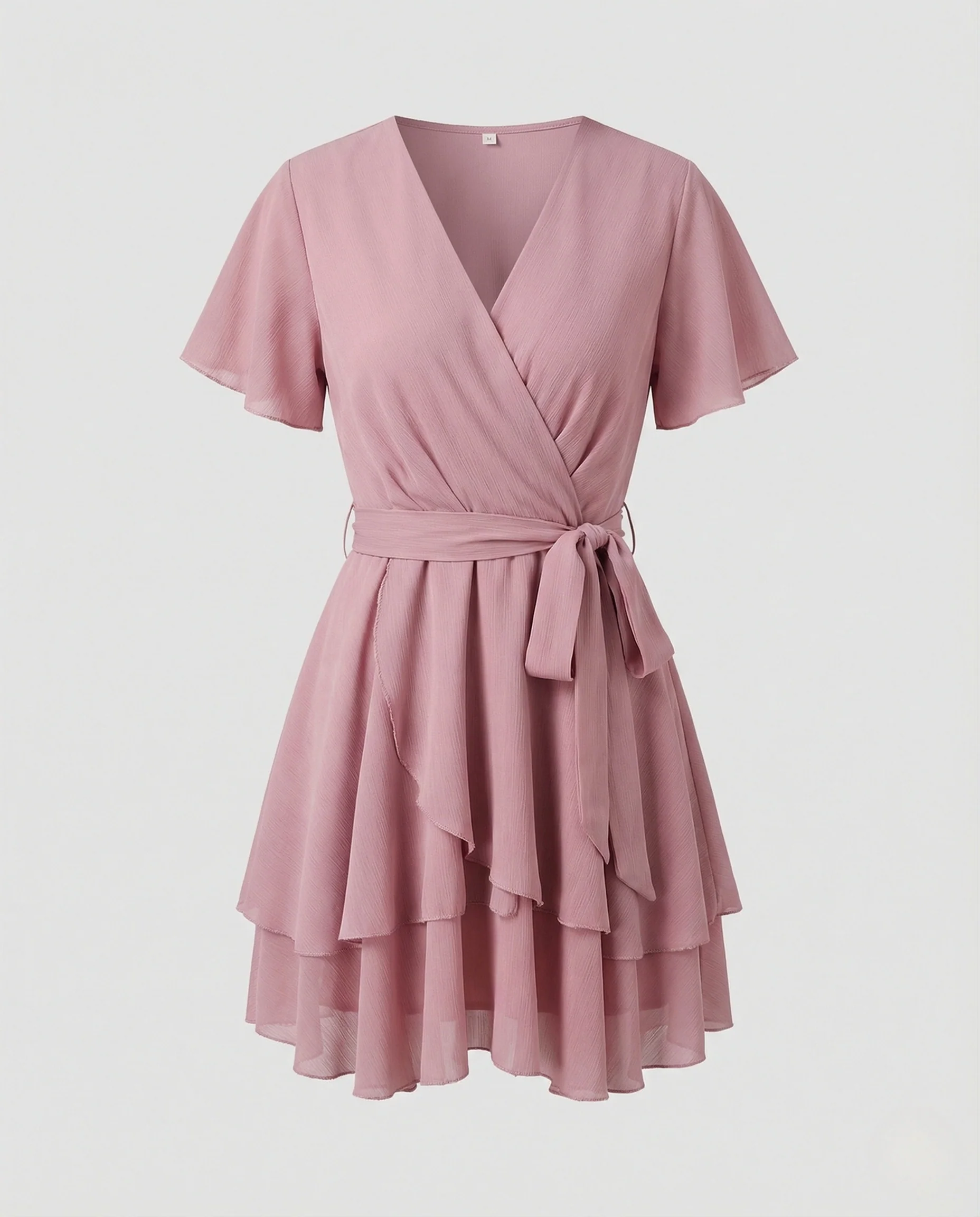 Damen Chiffon Wickelkleid mit Stufenrock - Image 5