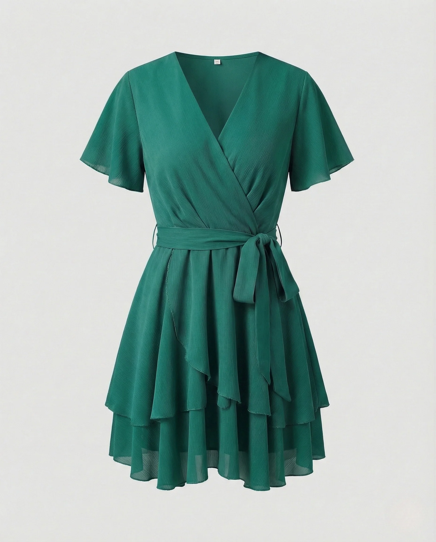 Damen Chiffon Wickelkleid mit Stufenrock - Image 6