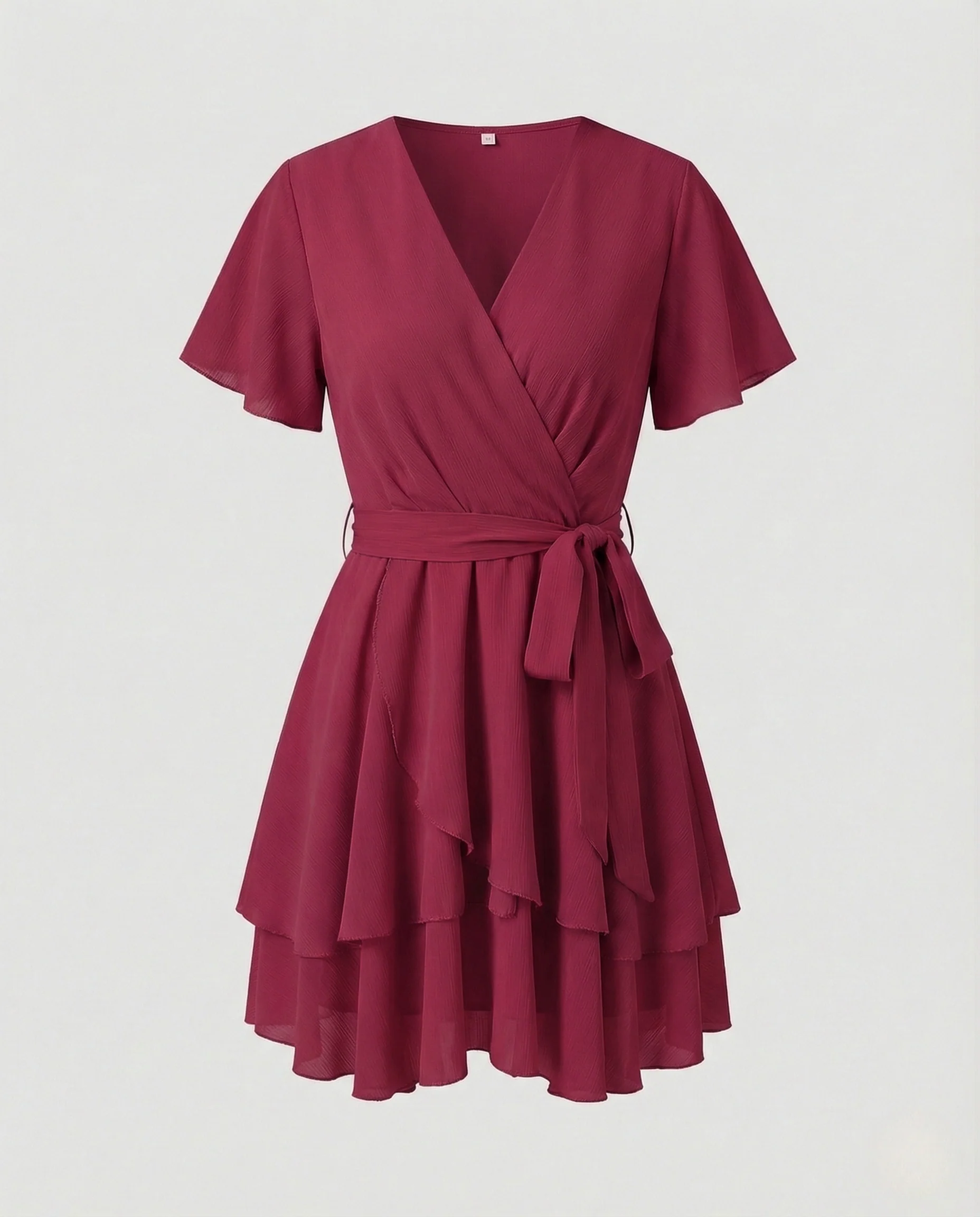 Damen Chiffon Wickelkleid mit Stufenrock - Image 9