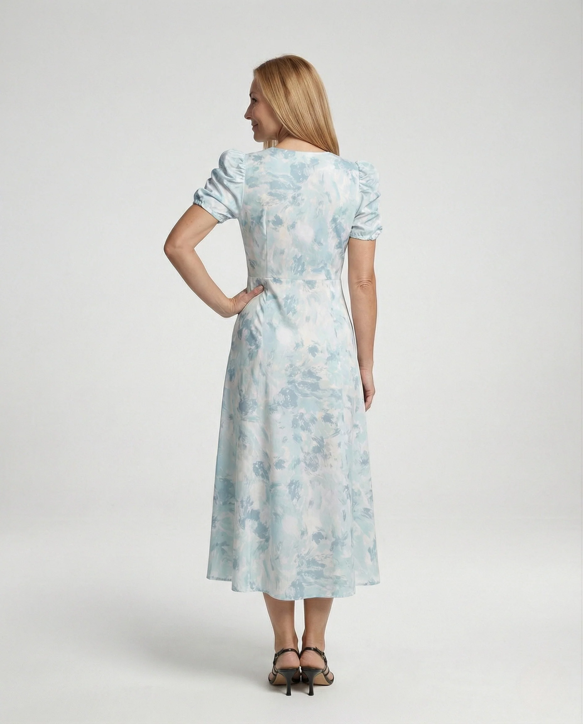 Wickelkleid Mit Puffärmeln Empire Damen - Image 4