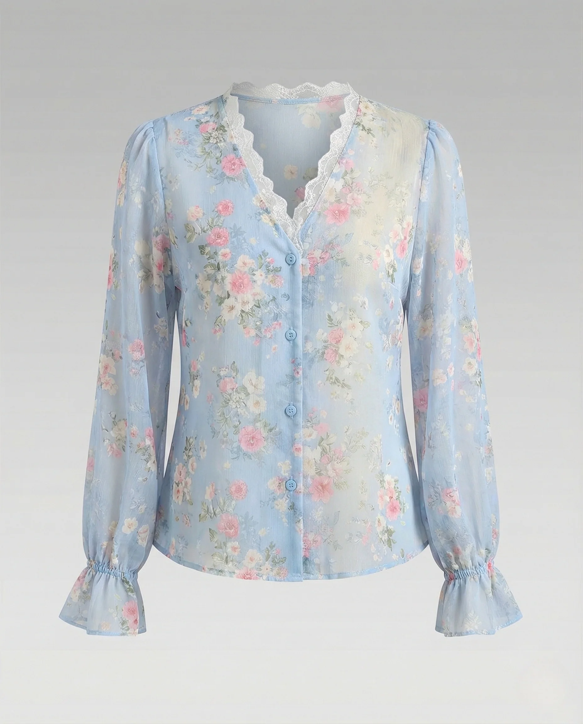 Damen Spitzenbluse mit V-Ausschnitt - Image 5