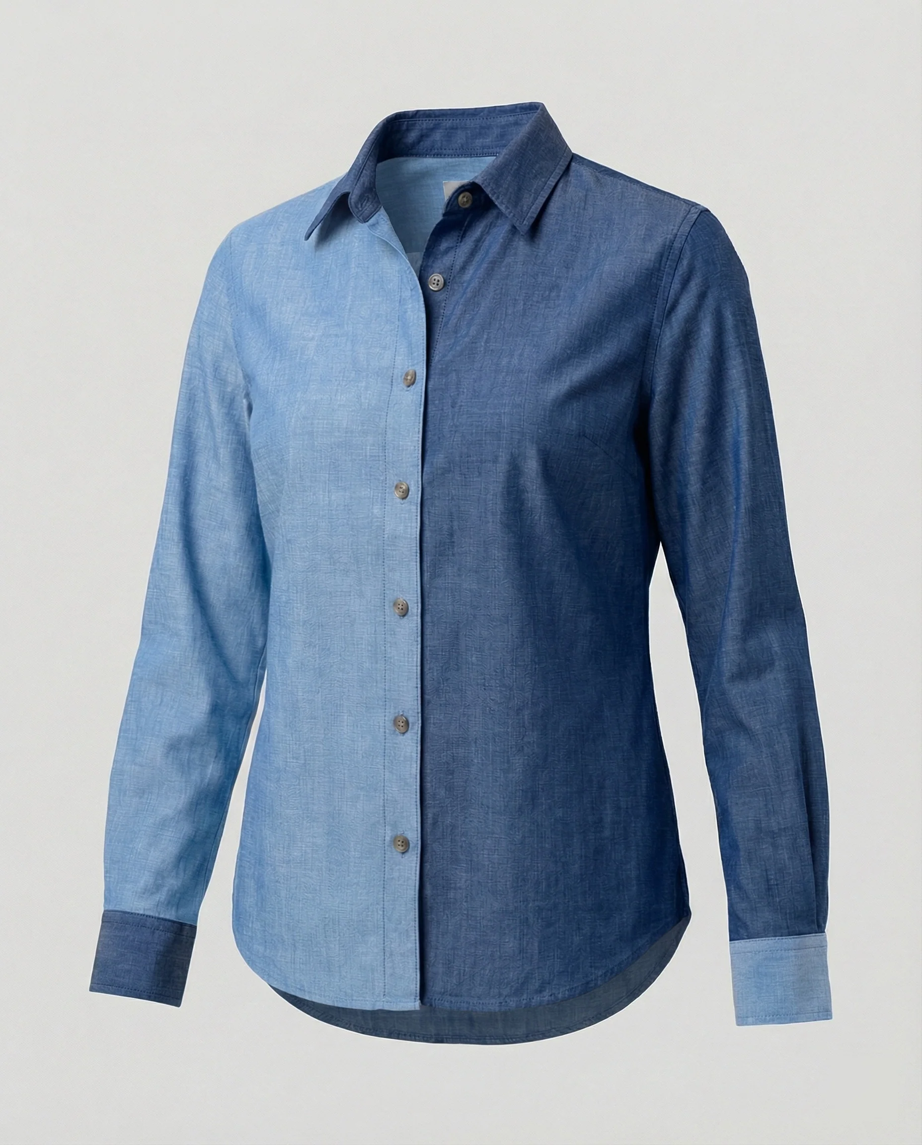 Zweifarbige Hemdbluse Jeansoptik Damen - Image 10