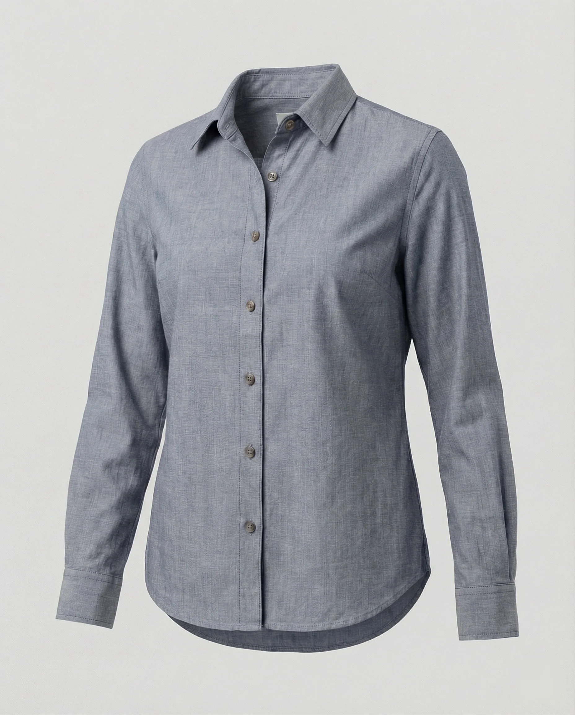 Zweifarbige Hemdbluse Jeansoptik Damen - Image 5