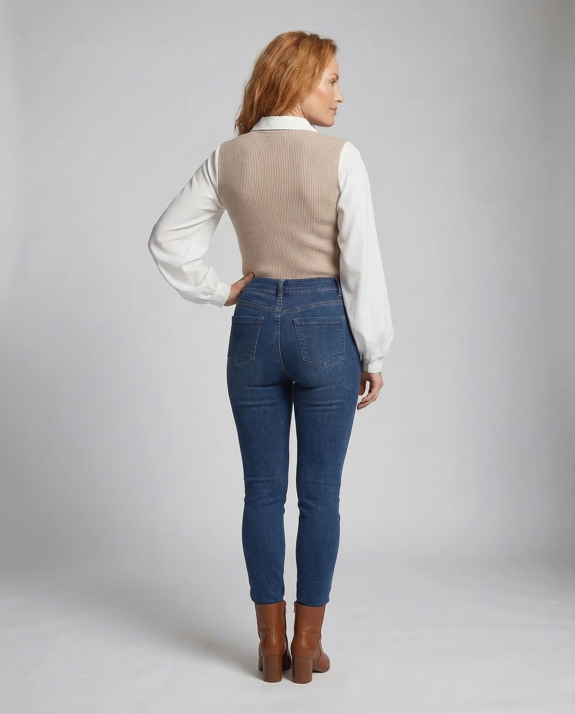 Damen Ripp Oberteil Chiffonärmel - Image 4