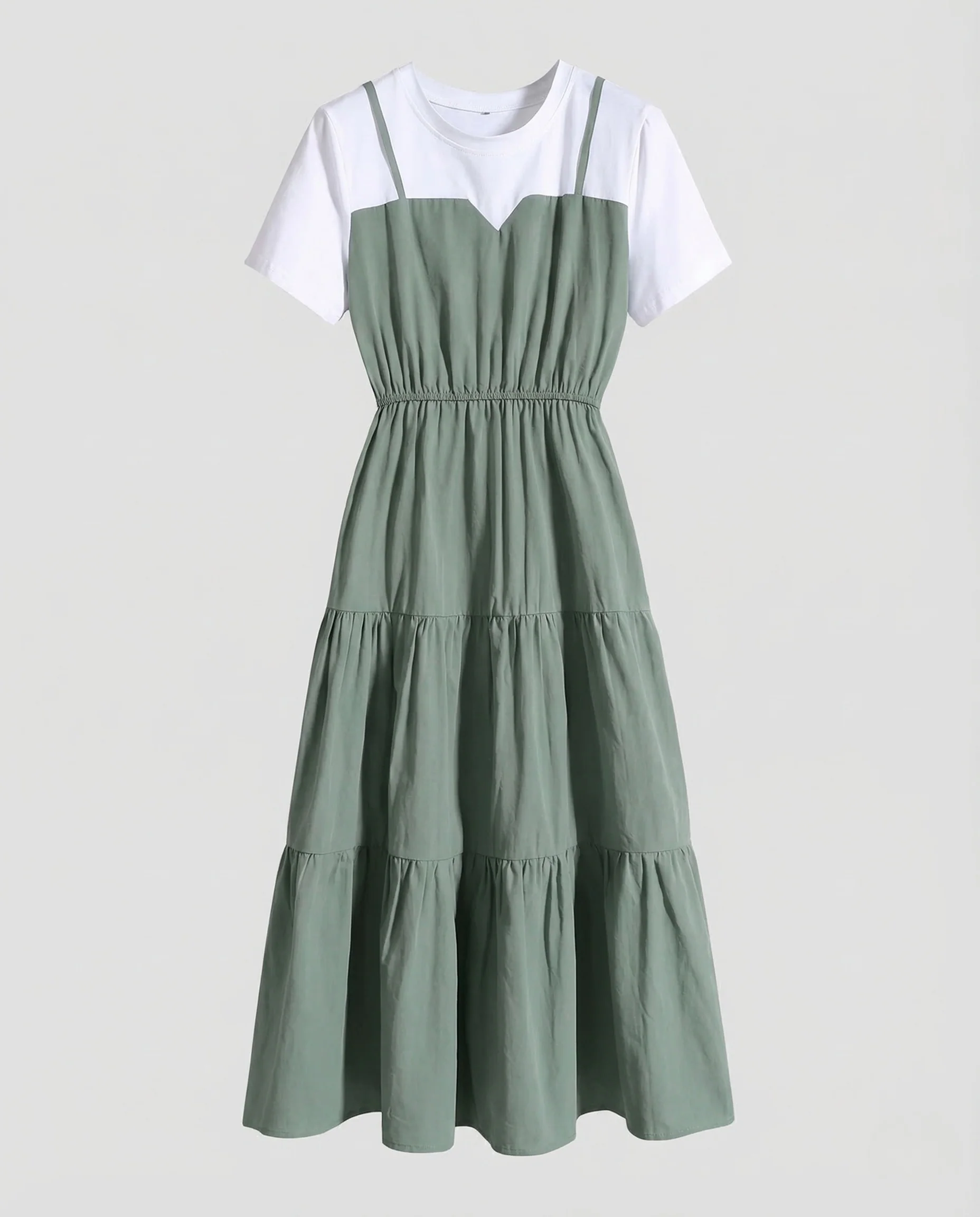 Damen Trägerkleid Zweilagig Stufenrock - Image 5
