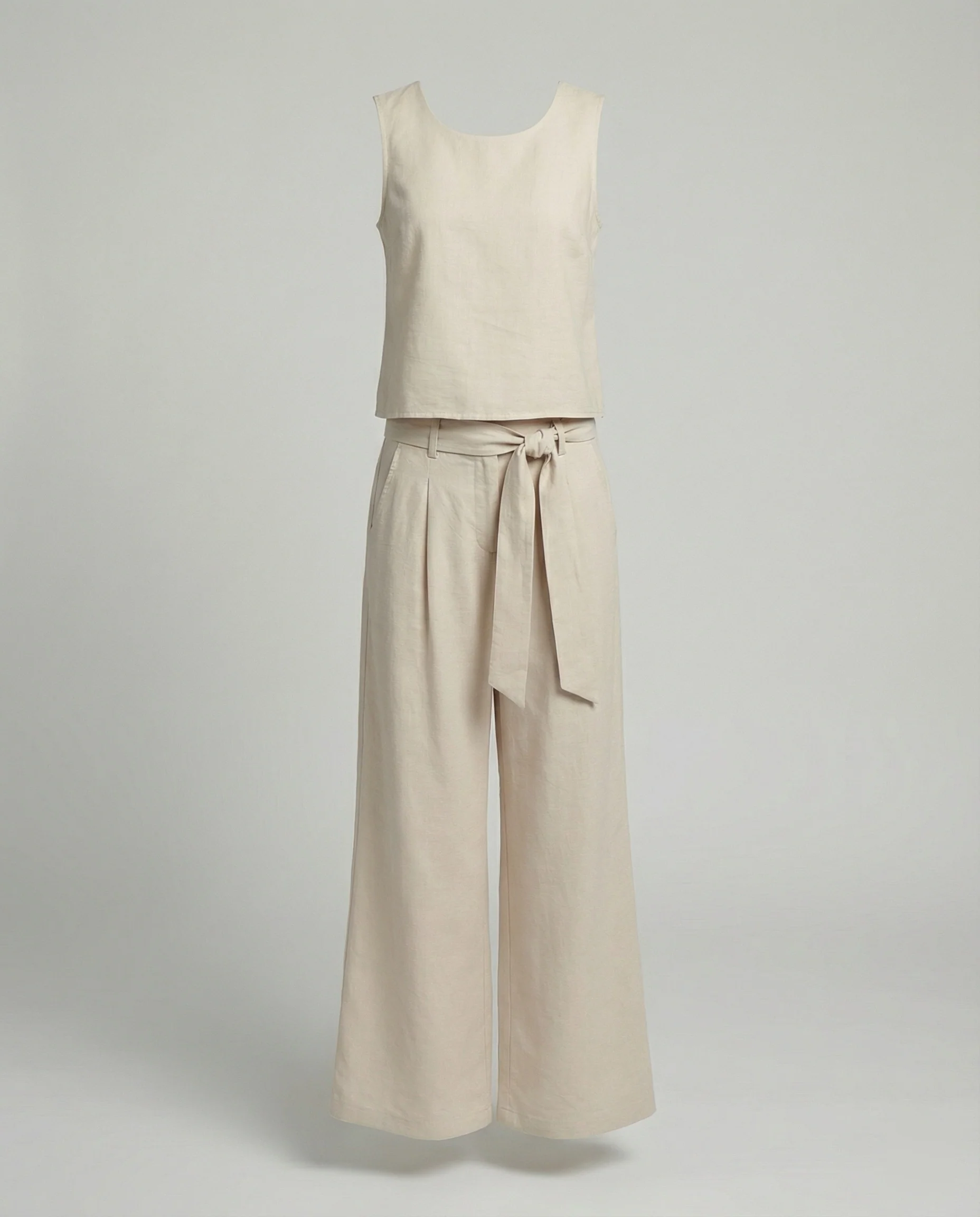 Damen Zweiteiler Set Leinen Hose - Image 6