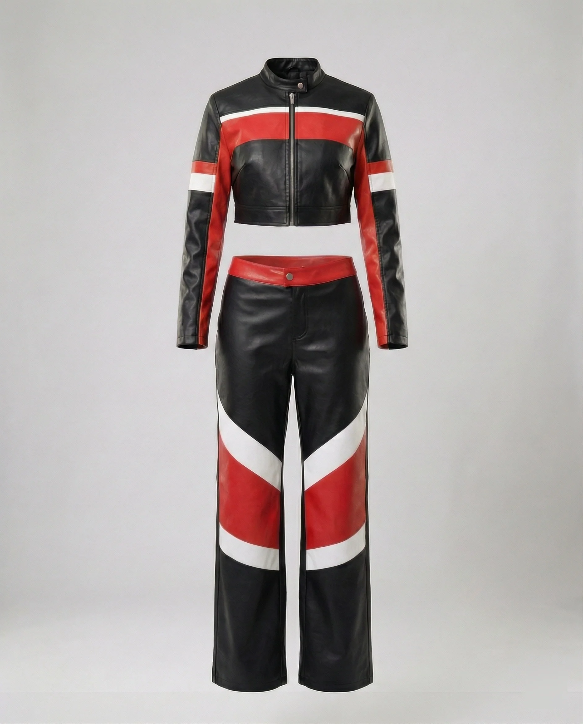 Damen Lederjacke Schwarz Set - Image 3