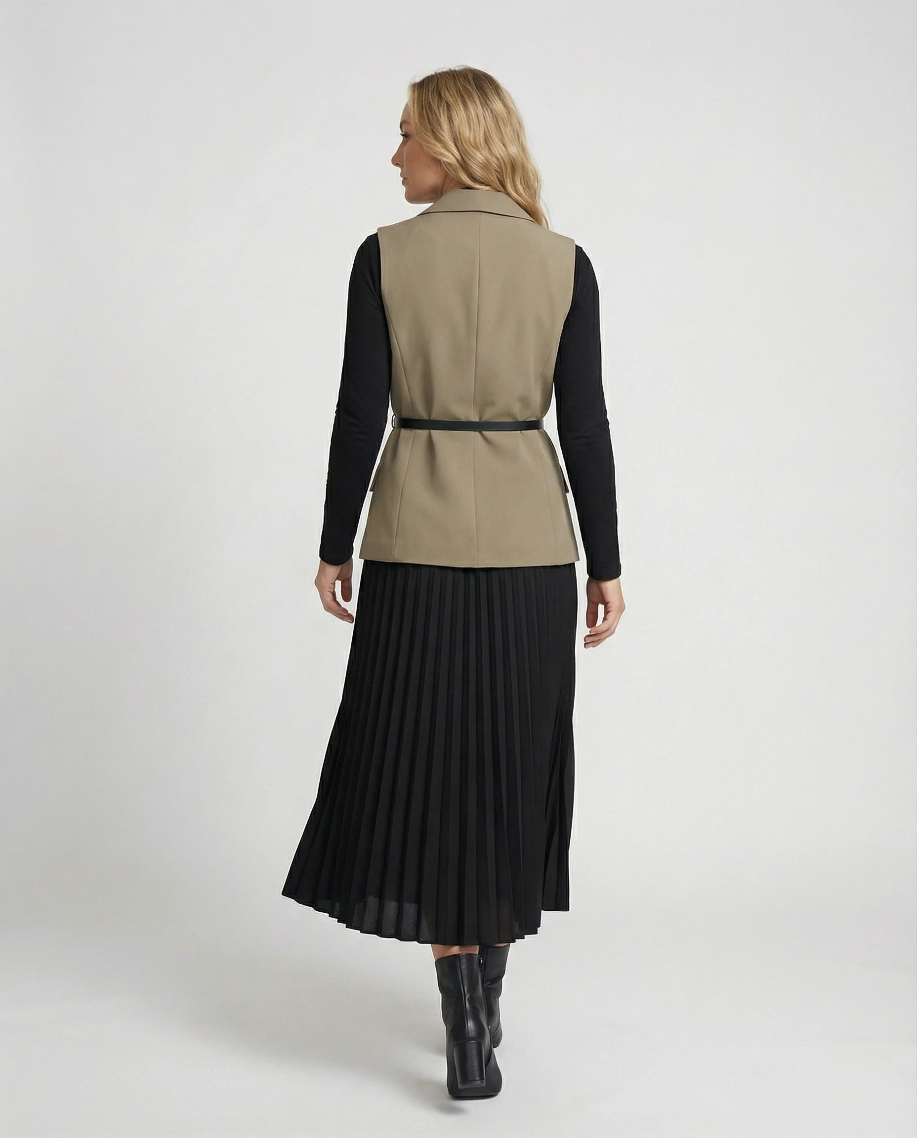 Zweiteiliges Midikleid mit taillierter Blazer-Weste - Image 3