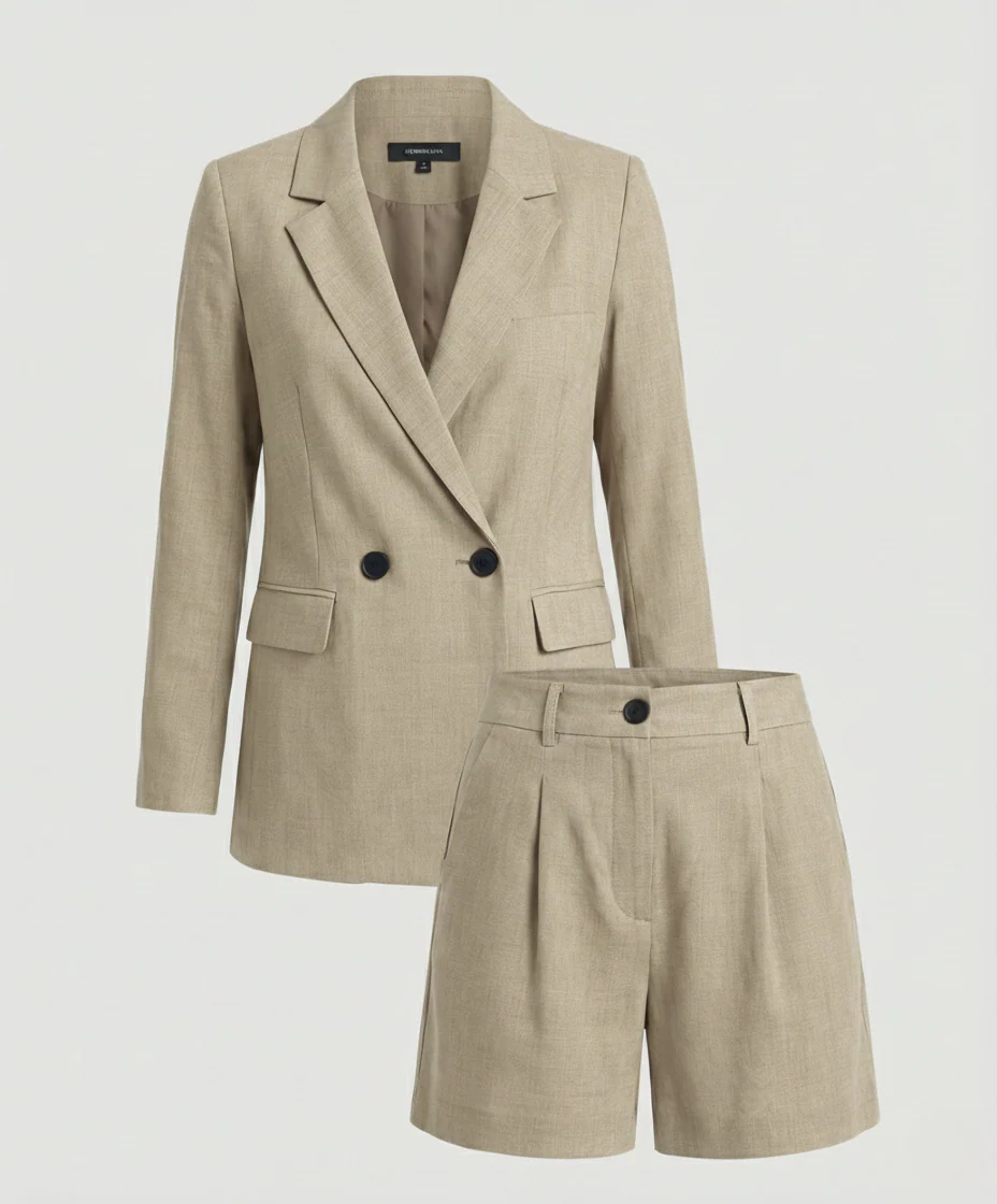 Damen Zweiteiler Set Blazer Shorts - Image 6