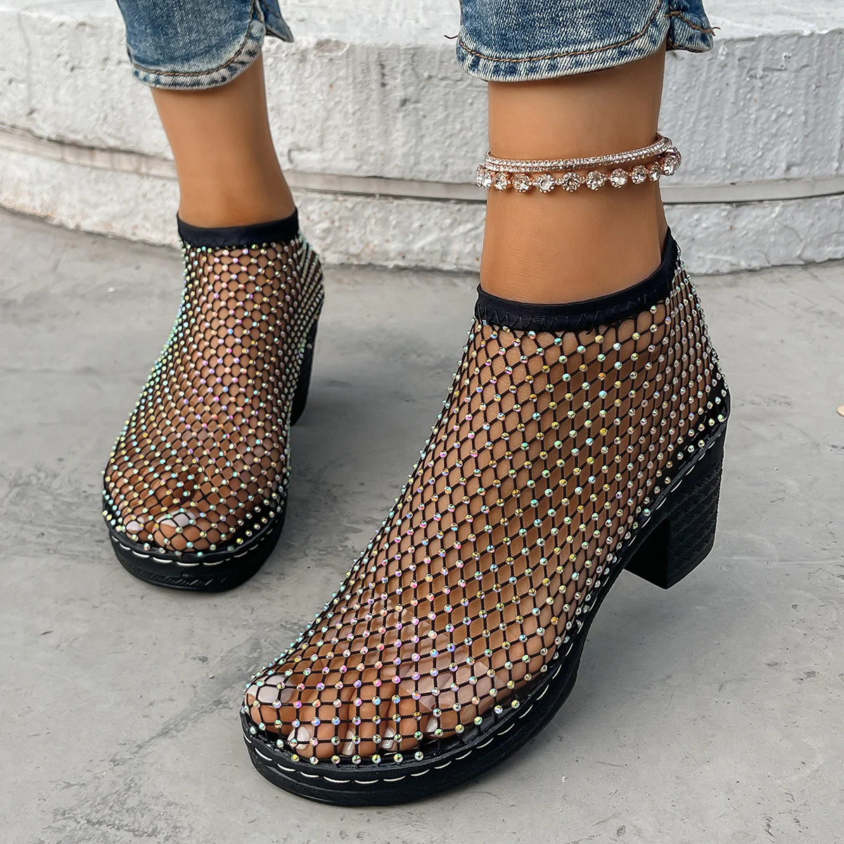 Damen Netzstiefeletten mit funkelnden Akzenten Heidi Mode - Image 2