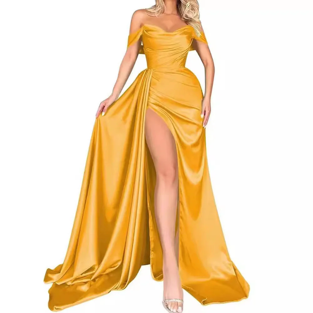 Damen Off-Shoulder Abendkleid mit Hohem Beinschlitz und Voluminösem Rock Heidi-Mode - Image 5