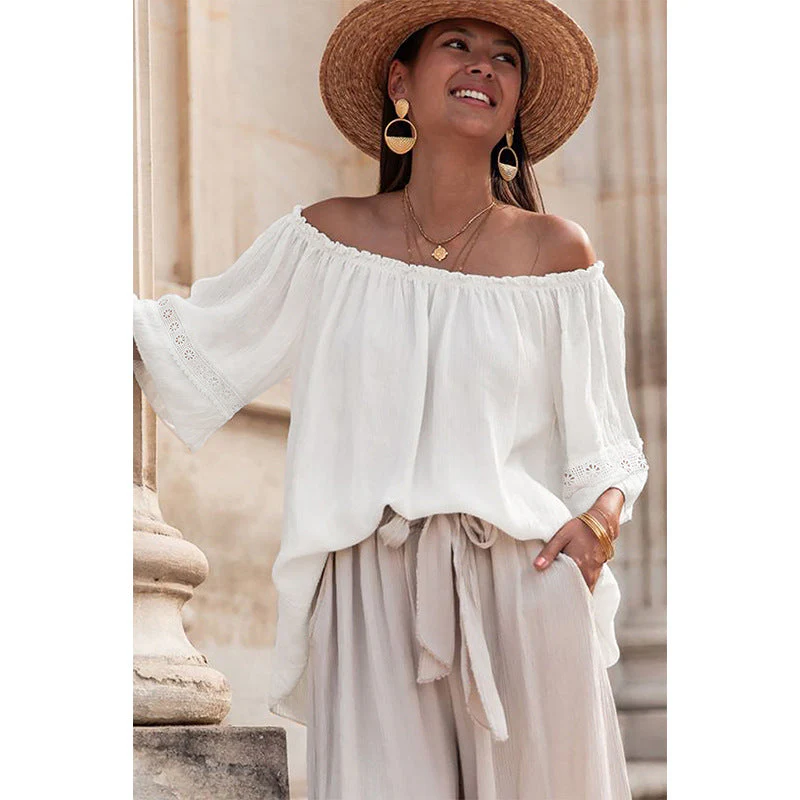 Damen Off-Shoulder Bluse mit Bestickten Details Heidi-Mode - Image 2