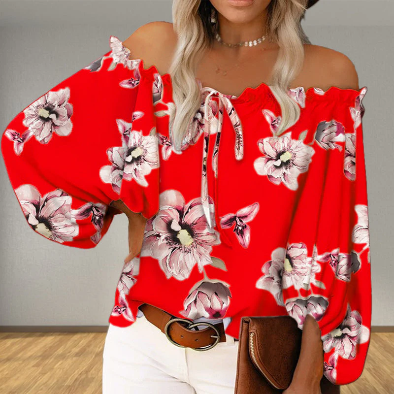 Damen Off-Shoulder-Bluse mit Blumenmuster Heidi-Mode - Image 2