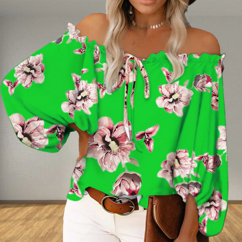 Damen Off-Shoulder-Bluse mit Blumenmuster Heidi-Mode - Image 3