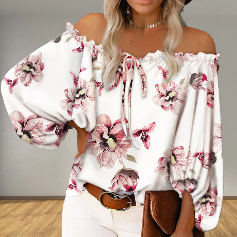 Damen Off-Shoulder-Bluse mit Blumenmuster Heidi-Mode - Image 4