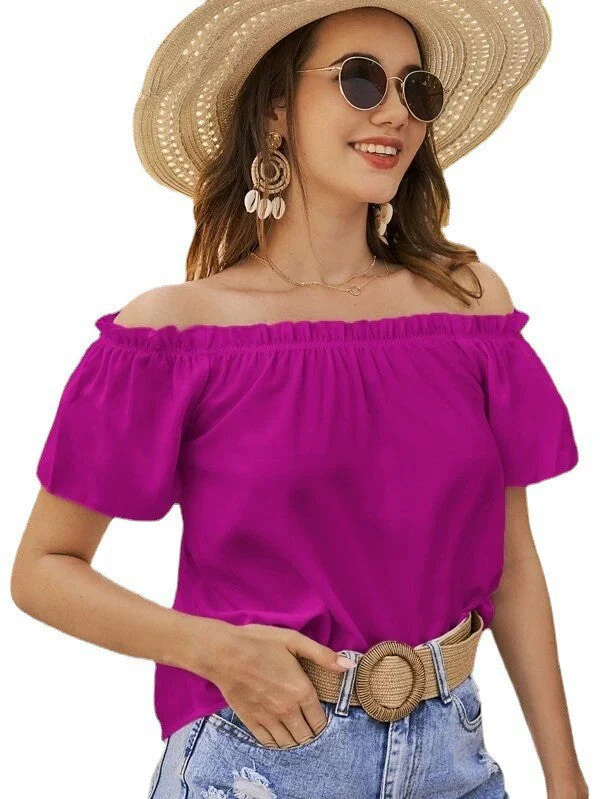 Damen Off-Shoulder Bluse mit Elastischem Bund und Lässigem Schnitt Heidi-Mode - Image 10