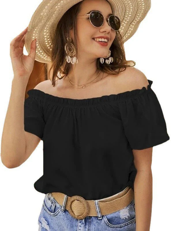 Damen Off-Shoulder Bluse mit Elastischem Bund und Lässigem Schnitt Heidi-Mode - Image 4