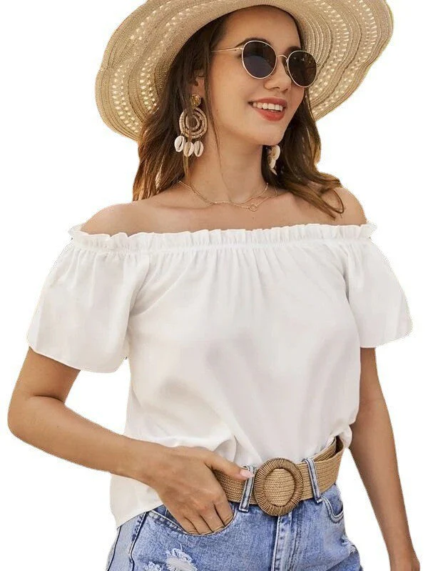 Damen Off-Shoulder Bluse mit Elastischem Bund und Lässigem Schnitt Heidi-Mode - Image 5