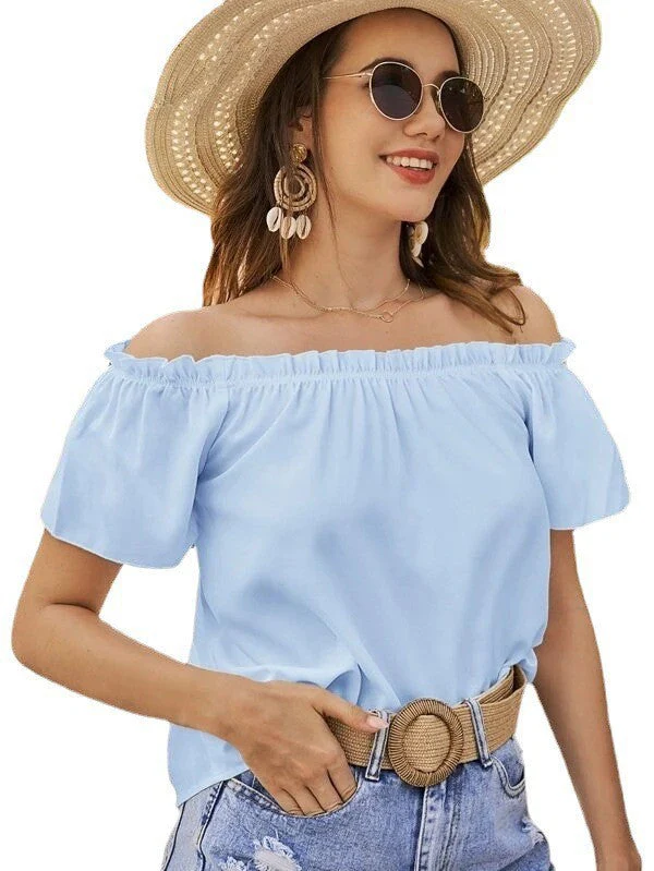 Damen Off-Shoulder Bluse mit Elastischem Bund und Lässigem Schnitt Heidi-Mode - Image 8