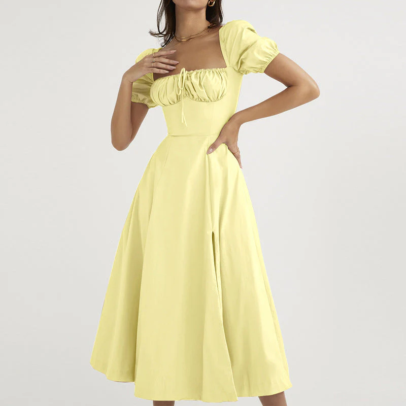 Damen Off-Shoulder Maxikleid mit Schmeichelndem Split und Elastischem Oberteil Heidi-Mode - Image 6