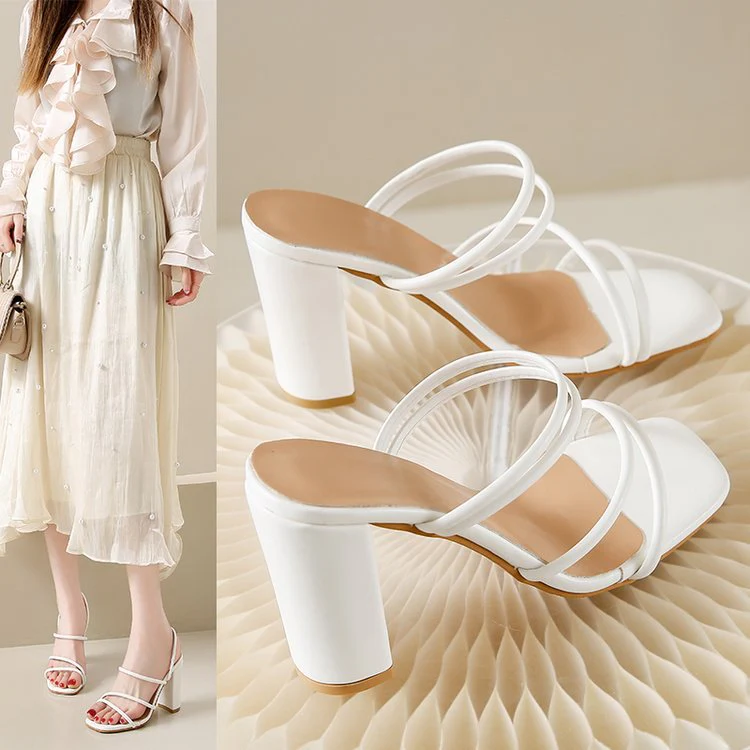 Damen Offene High-Heel-Pantoletten mit Modischem Riemchen-Design Heidi-Mode - Image 4