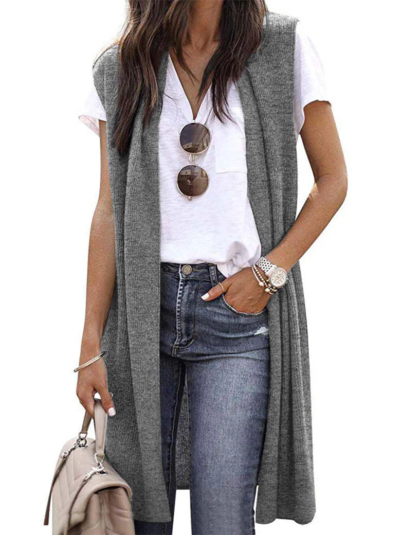 Damen Offene Strickjacke mit Lässigem Schnitt und Langen Seitenpartien Heidi-Mode - Image 8
