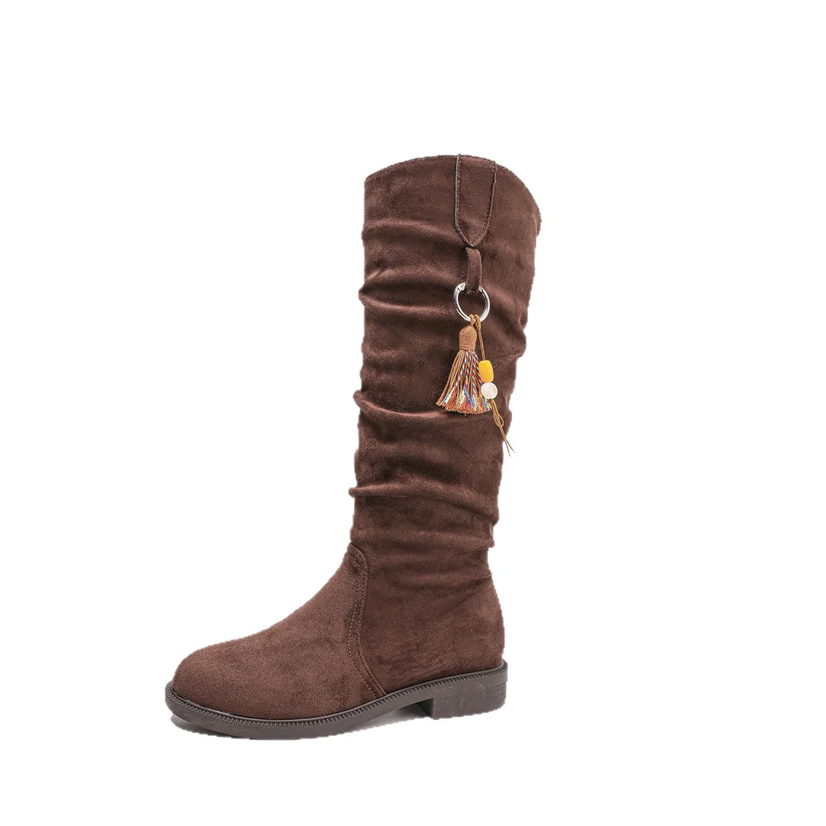 Damen Overknee-Stiefel aus weichem Wildleder mit modischem Rüschendesign Heidi Mode - Image 5