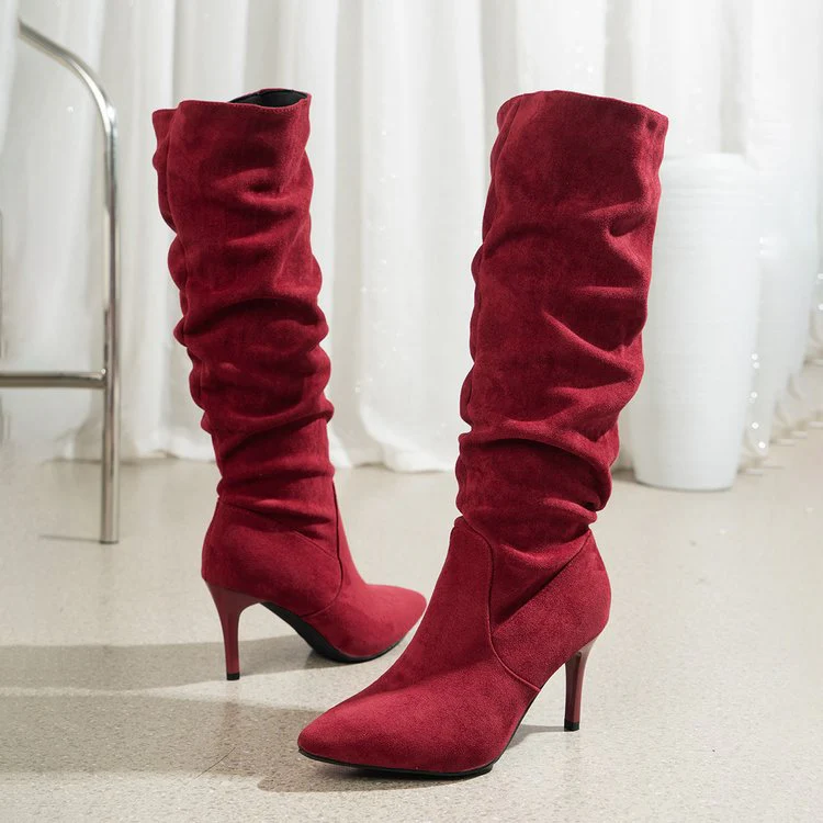 Damen Overknee Stiefel mit elegantem Falten-Design und elegantem Stiletto-Heel Heidi Mode - Image 8
