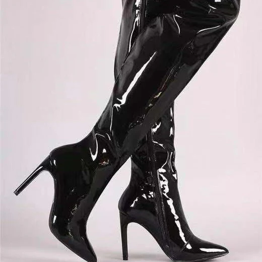 Damen Overknee Stiefel mit glänzender Oberfläche und elegantem Stiletto-Heel Heidi Mode - Image 4
