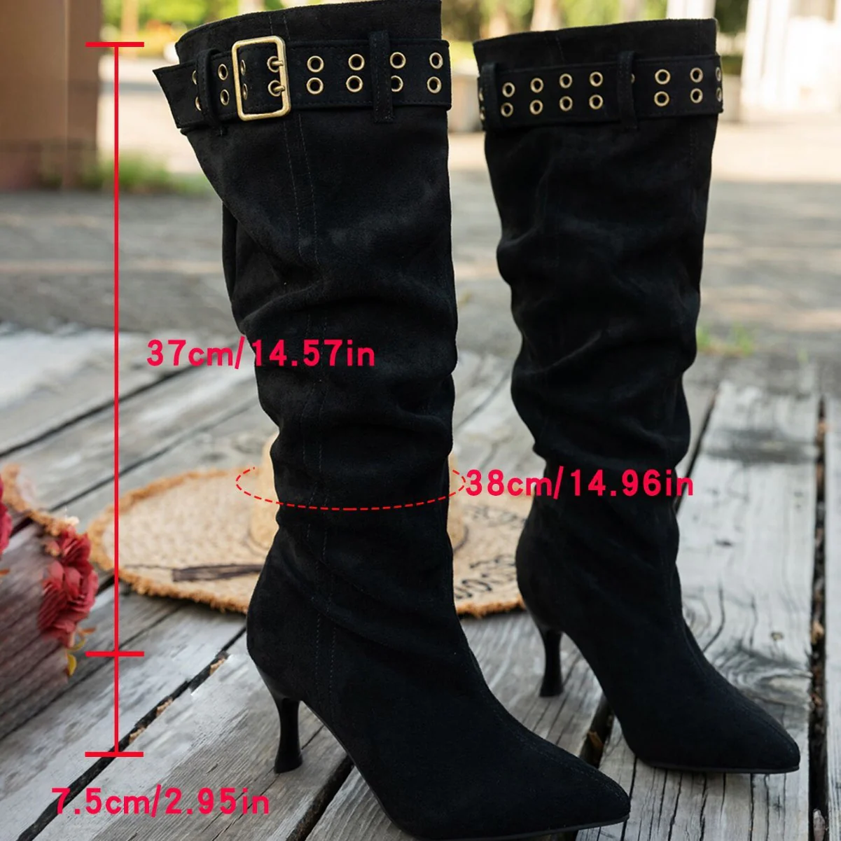 Damen Overknee Stiefel mit modischem Falten-Design und hochwertigem Material Heidi Mode - Image 3
