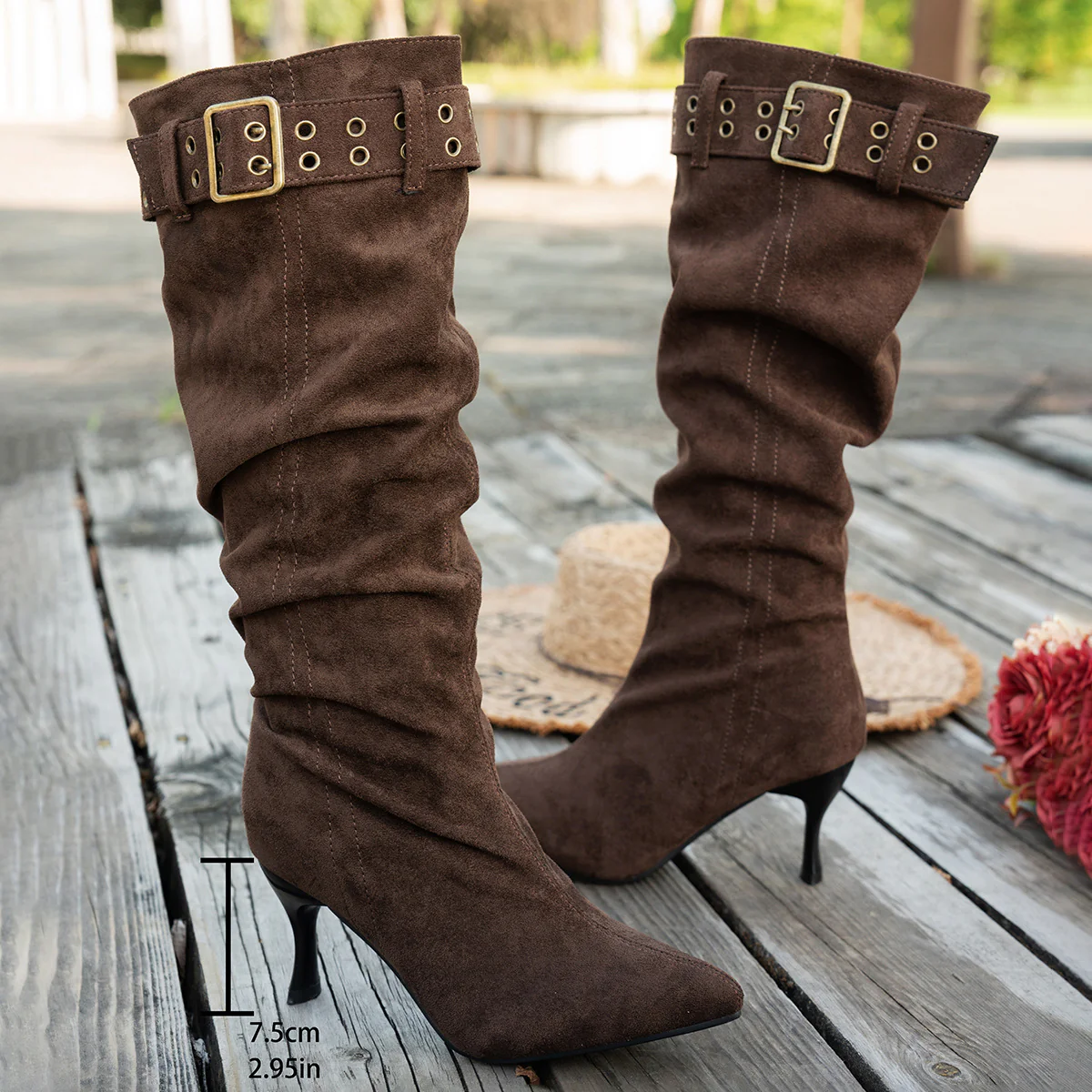 Damen Overknee Stiefel mit modischem Falten-Design und hochwertigem Material Heidi Mode - Image 6