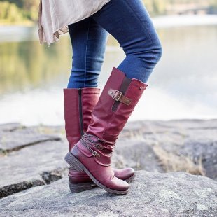 Damen Overknee Stiefel mit modischem Riemendesign und komfortablem Blockabsatz Heidi Mode - Image 6