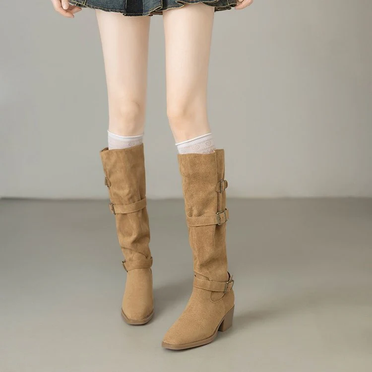 Damen Overknee Stiefel mit modischen Schnallen Heidi Mode - Image 2