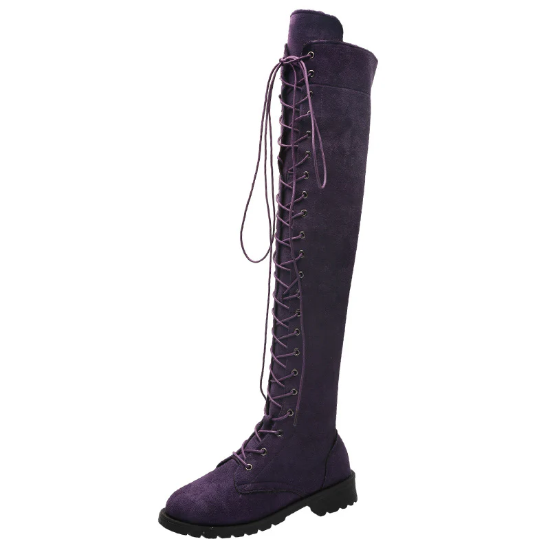 Damen Overkneestiefel aus weichem Wildleder mit dekorativem Schnür-Design Heidi Mode - Image 10