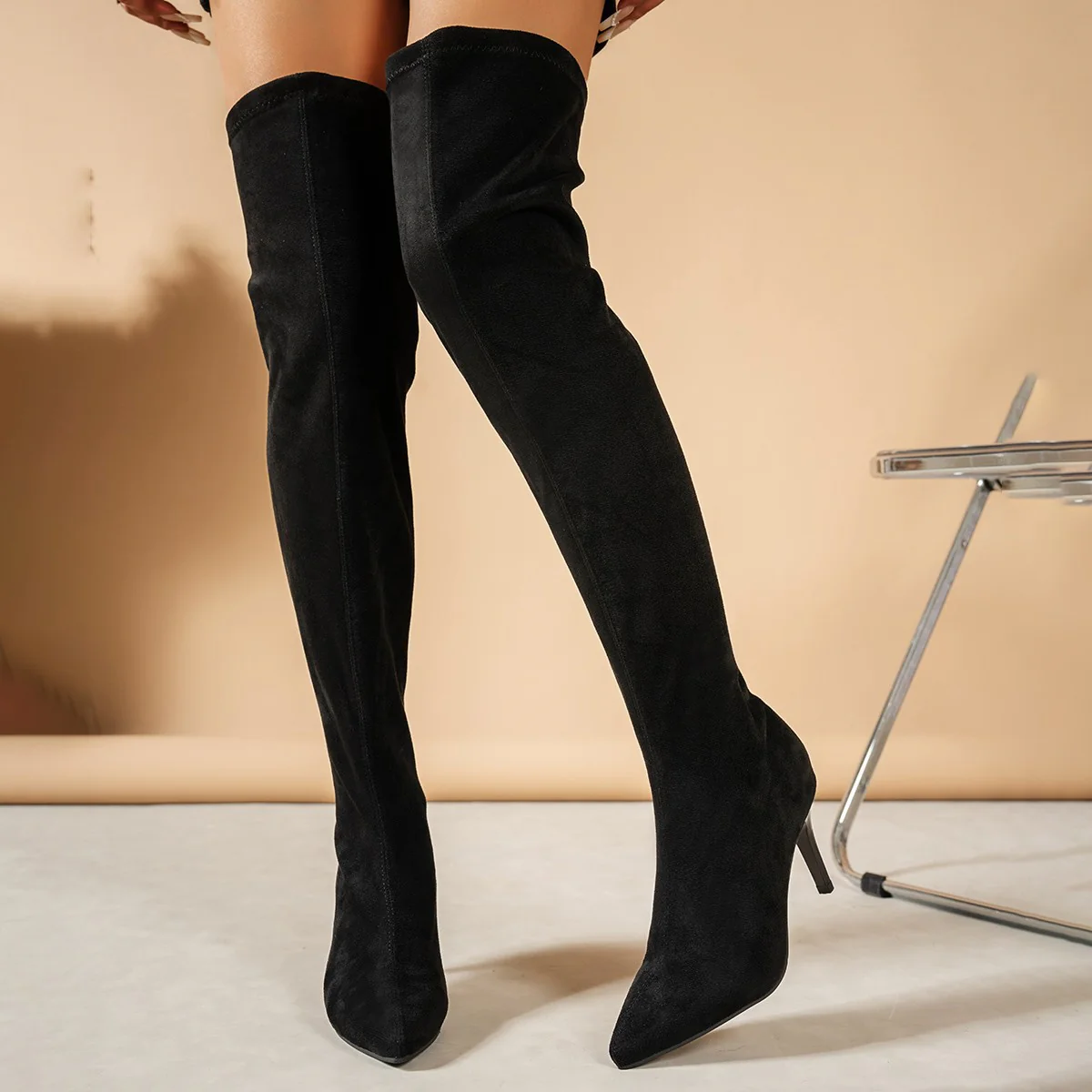 Damen Overkneestiefel aus weichem Wildleder mit elegantem Stiletto-Heel Heidi Mode - Image 2