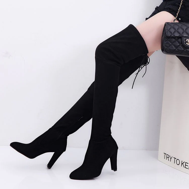Damen Overkneestiefel mit elegantem Stiletto-Heel und modischem Schnür-Design Heidi Mode - Image 4