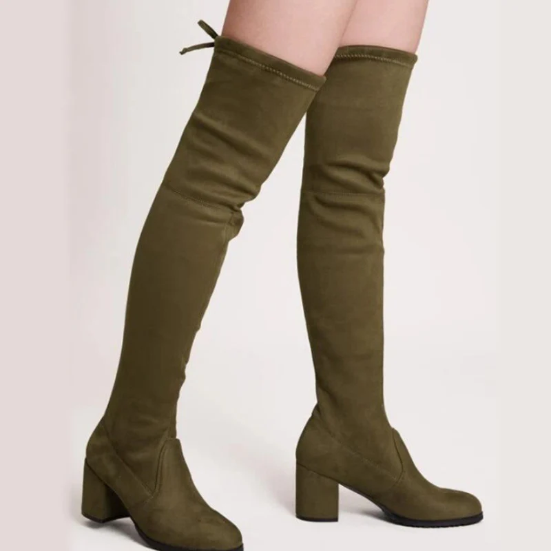 Damen Overkneestiefel mit modischem Blockabsatz und eleganter Schnürung Heidi Mode - Image 4
