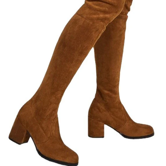 Damen Overkneestiefel mit modischem Blockabsatz und eleganter Schnürung Heidi Mode - Image 5