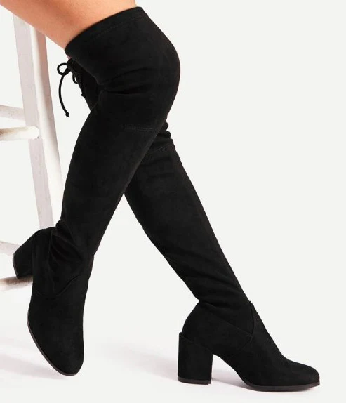 Damen Overkneestiefel mit modischem Blockabsatz und eleganter Schnürung Heidi Mode - Image 7