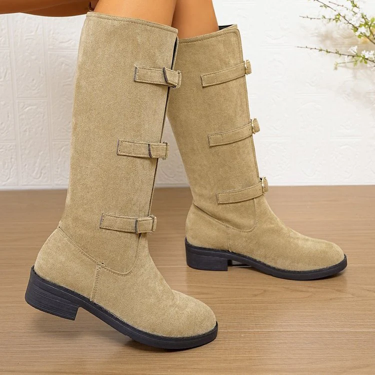 Damen Overkneestiefel mit modischen Schnallen und robustem Profilsohle Heidi Mode - Image 2