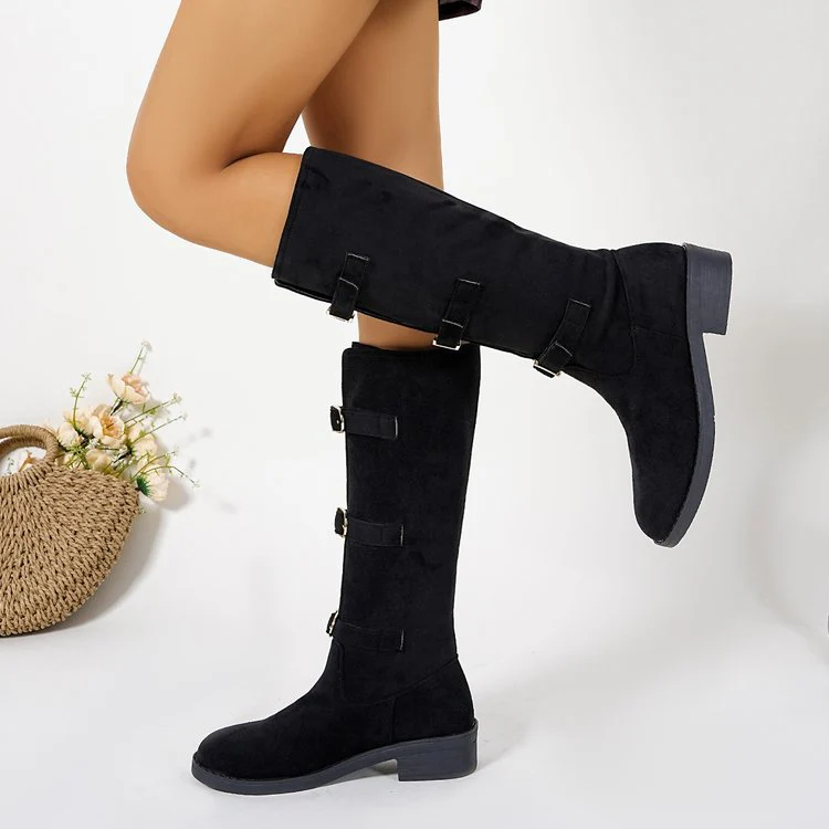 Damen Overkneestiefel mit modischen Schnallen und robustem Profilsohle Heidi Mode - Image 3