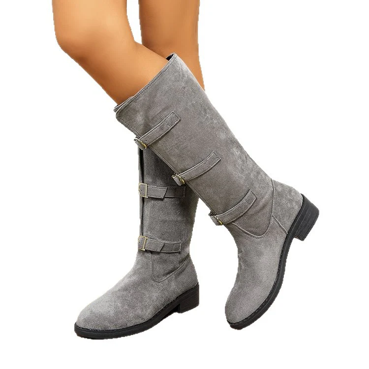 Damen Overkneestiefel mit modischen Schnallen und robustem Profilsohle Heidi Mode - Image 5