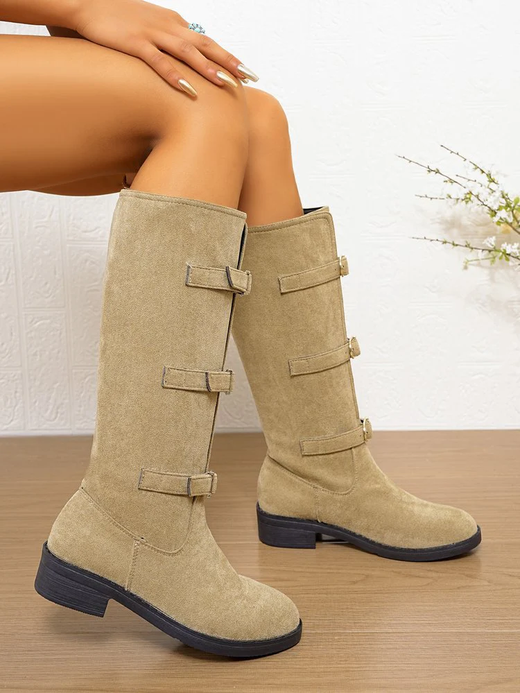 Damen Overkneestiefel mit modischen Schnallen und robustem Profilsohle Heidi Mode - Image 7