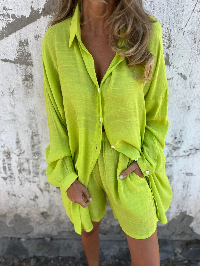 Damen Oversize Hemdkleid mit Knopfverschluss und Rollkragen Heidi-Mode - Image 10