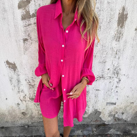 Damen Oversize Hemdkleid mit Knopfverschluss und Rollkragen Heidi-Mode - Image 6